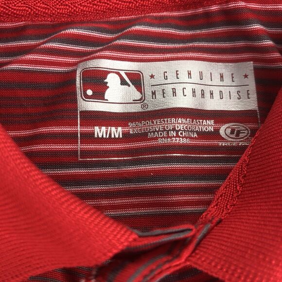 MLB St. Louis Cardinals Men's Polo Shirt Short Sleeve Medium Striped 74243 Red - Picture 4 of 16